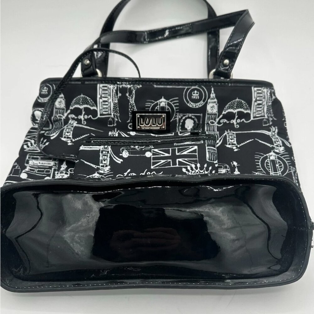 New W/O Tag Lulu Guinness Black with White London Landmarks Shoulder/Tote Bag - Picture 7 of 10